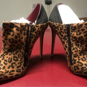 Cheetah and denim bootie